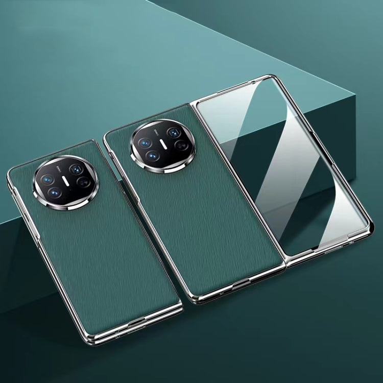 For Huawei Mate X5 Integrated Plating PC Leather Texture Full Coverage Fold Shockproof Phone Case(Green)