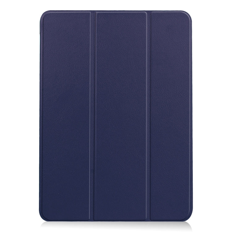 For iPad Air 13 2024 / 2025 Custer Pure Color 3-Fold Holder Smart Leather Tablet Case(Dark Blue)