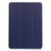 For iPad Air 13 2024 / 2025 Custer Pure Color 3-Fold Holder Smart Leather Tablet Case(Dark Blue)