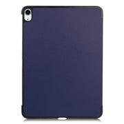 For iPad Air 13 2024 / 2025 Custer Pure Color 3-Fold Holder Smart Leather Tablet Case(Dark Blue)