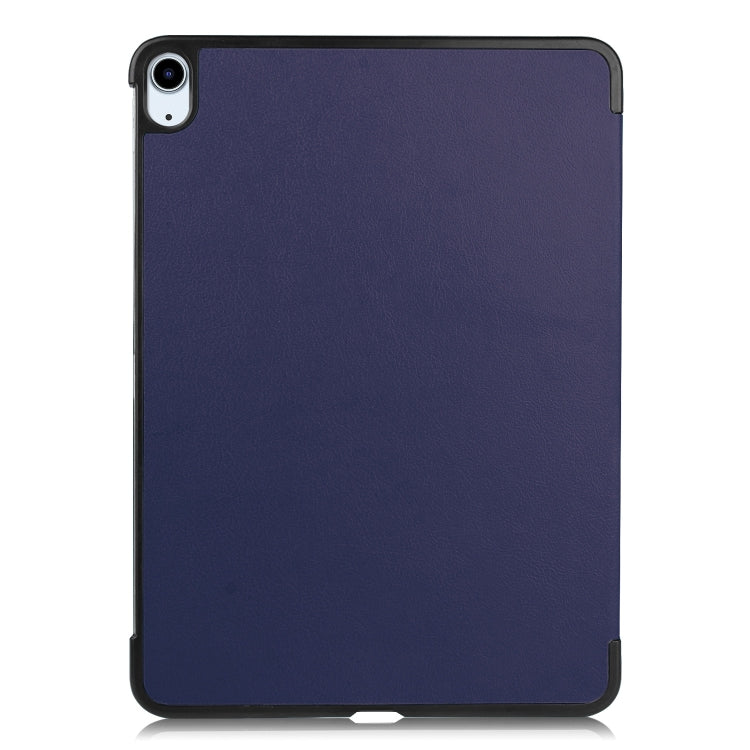 For iPad Air 13 2024 / 2025 Custer Pure Color 3-Fold Holder Smart Leather Tablet Case(Dark Blue)