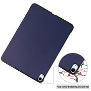 For iPad Air 13 2024 / 2025 Custer Pure Color 3-Fold Holder Smart Leather Tablet Case(Dark Blue)