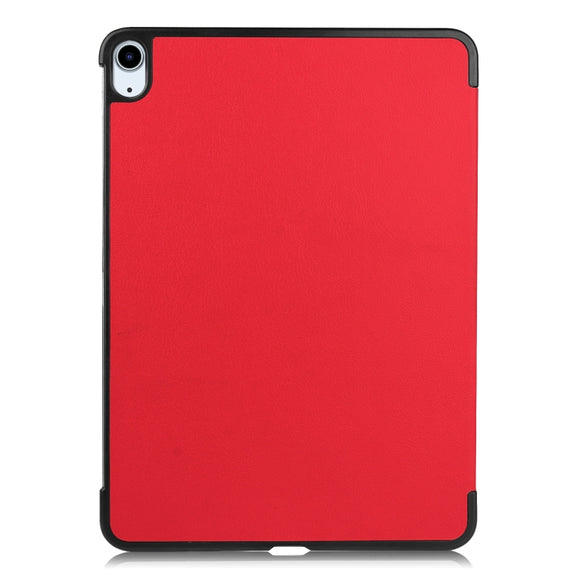 For iPad Air 13 2024 Custer Pure Color 3-Fold Holder Smart Leather Tablet Case(Red)