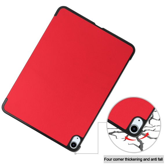 For iPad Air 13 2024 Custer Pure Color 3-Fold Holder Smart Leather Tablet Case(Red)