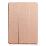 For iPad Air 13 2024 Custer Pure Color 3-Fold Holder Smart Leather Tablet Case(Rose Gold)