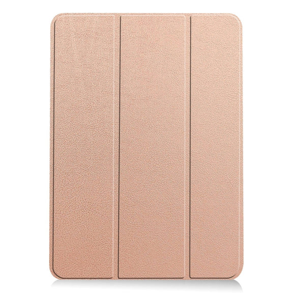 For iPad Air 13 2024 Custer Pure Color 3-Fold Holder Smart Leather Tablet Case(Rose Gold)