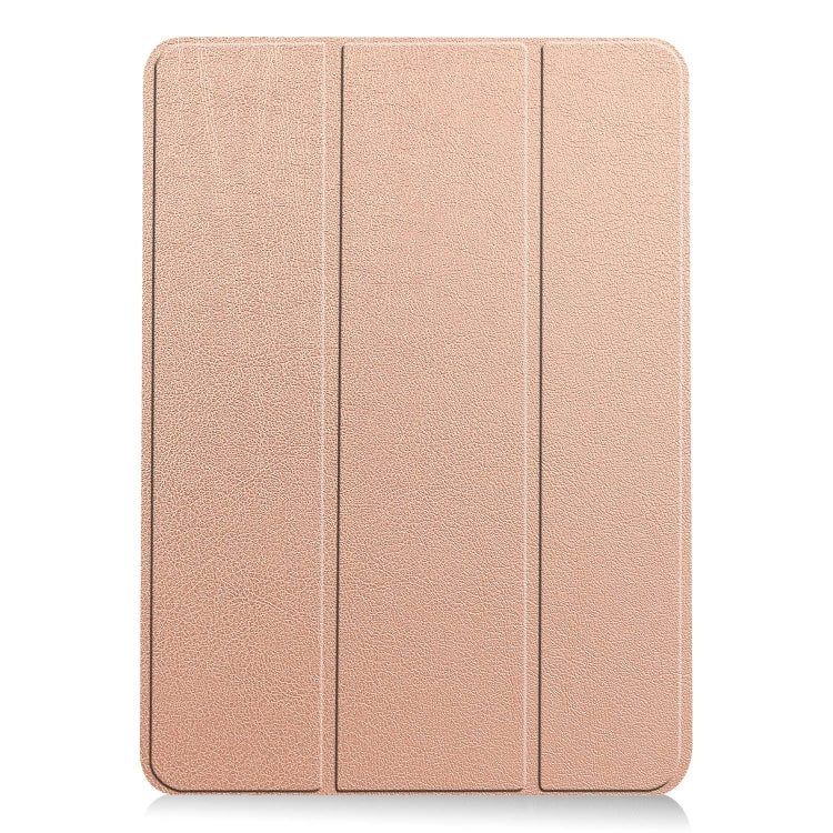 For iPad Air 13 2024 Custer Pure Color 3-Fold Holder Smart Leather Tablet Case(Rose Gold)