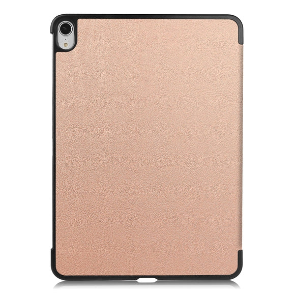 For iPad Air 13 2024 Custer Pure Color 3-Fold Holder Smart Leather Tablet Case(Rose Gold)