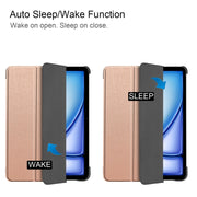 For iPad Air 13 2024 Custer Pure Color 3-Fold Holder Smart Leather Tablet Case(Rose Gold)