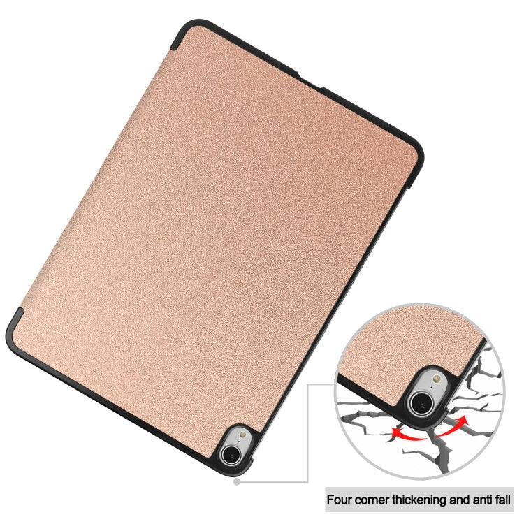 For iPad Air 13 2024 Custer Pure Color 3-Fold Holder Smart Leather Tablet Case(Rose Gold)
