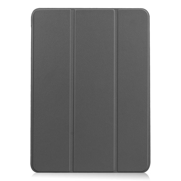For iPad Air 13 2024 Custer Pure Color 3-Fold Holder Smart Leather Tablet Case(Grey)