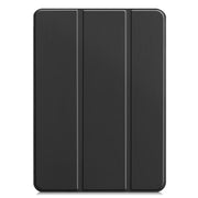 For iPad Pro 13 2024 Custer Pure Color 3-Fold Holder Smart Leather Tablet Case(Black)