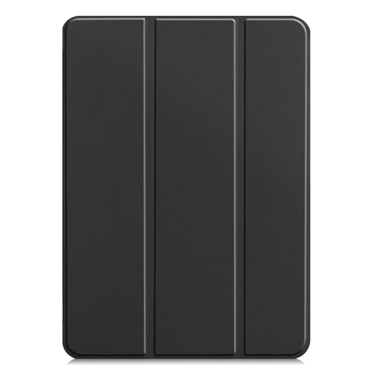 For iPad Pro 13 2024 Custer Pure Color 3-Fold Holder Smart Leather Tablet Case(Black)