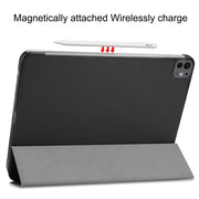 For iPad Pro 13 2024 Custer Pure Color 3-Fold Holder Smart Leather Tablet Case(Black)