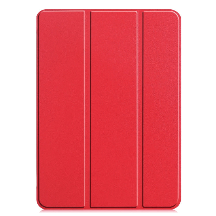 For iPad Pro 13 2024 Custer Pure Color 3-Fold Holder Smart Leather Tablet Case(Red)