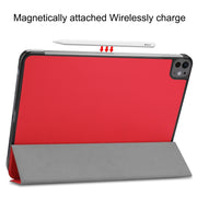 For iPad Pro 13 2024 Custer Pure Color 3-Fold Holder Smart Leather Tablet Case(Red)