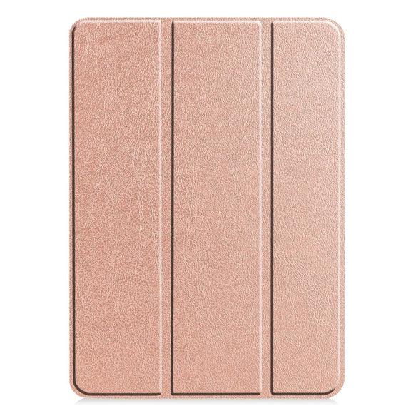 For iPad Pro 13 2024 Custer Pure Color 3-Fold Holder Smart Leather Tablet Case(Rose Gold)