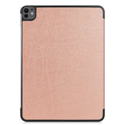 For iPad Pro 13 2024 Custer Pure Color 3-Fold Holder Smart Leather Tablet Case(Rose Gold)