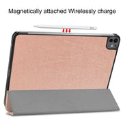 For iPad Pro 13 2024 Custer Pure Color 3-Fold Holder Smart Leather Tablet Case(Rose Gold)