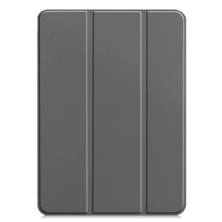 For iPad Pro 13 2024 Custer Pure Color 3-Fold Holder Smart Leather Tablet Case(Grey)