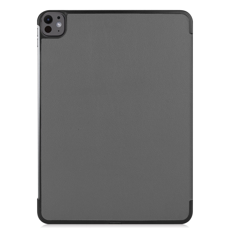 For iPad Pro 13 2024 Custer Pure Color 3-Fold Holder Smart Leather Tablet Case(Grey)