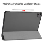 For iPad Pro 13 2024 Custer Pure Color 3-Fold Holder Smart Leather Tablet Case(Grey)