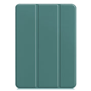 For iPad Pro 13 2024 Custer Pure Color 3-Fold Holder Smart Leather Tablet Case(Dark Green)