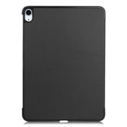 For iPad Air 11 2024 Custer Pure Color 3-Fold Holder Smart Leather Tablet Case(Black)