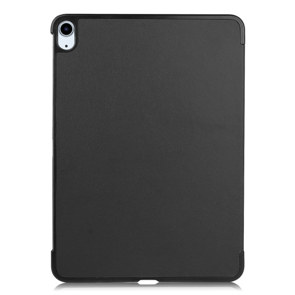 For iPad Air 11 2024 Custer Pure Color 3-Fold Holder Smart Leather Tablet Case(Black)