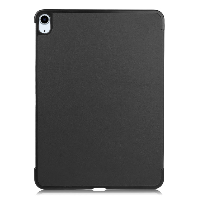 For iPad Air 11 2024 Custer Pure Color 3-Fold Holder Smart Leather Tablet Case(Black)