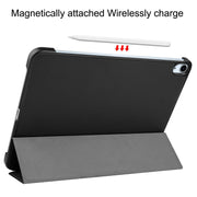 For iPad Air 11 2024 Custer Pure Color 3-Fold Holder Smart Leather Tablet Case(Black)