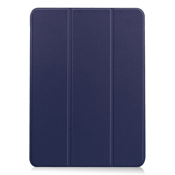 For iPad Air 11 2024 Custer Pure Color 3-Fold Holder Smart Leather Tablet Case(Blue)