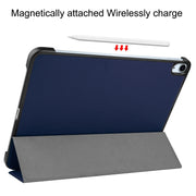 For iPad Air 11 2024 Custer Pure Color 3-Fold Holder Smart Leather Tablet Case(Blue)