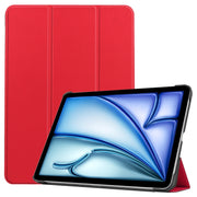 For iPad Air 11 2025 / 2024 Custer Pure Color 3-Fold Holder Smart Leather Tablet Case(Red)
