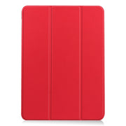 For iPad Air 11 2025 / 2024 Custer Pure Color 3-Fold Holder Smart Leather Tablet Case(Red)