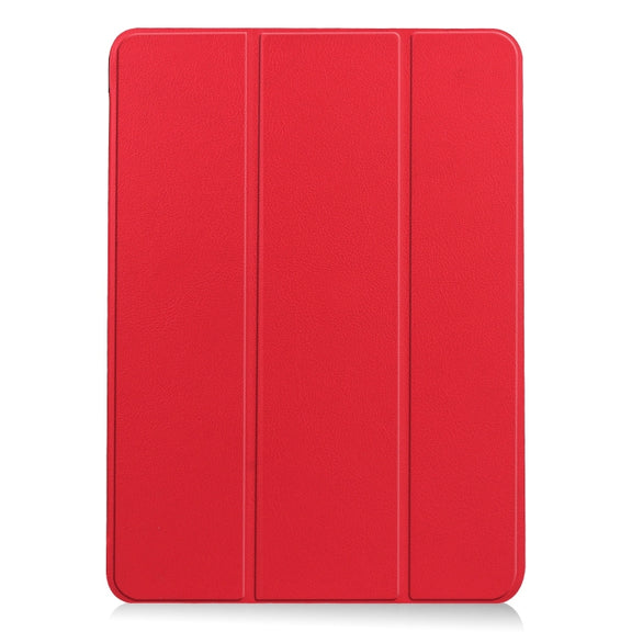 For iPad Air 11 2025 / 2024 Custer Pure Color 3-Fold Holder Smart Leather Tablet Case(Red)