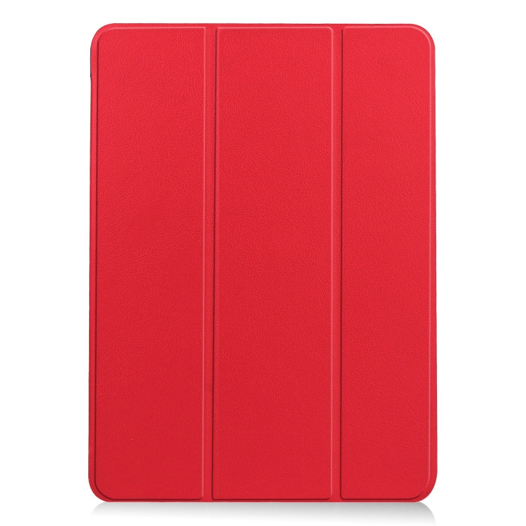 For iPad Air 11 2025 / 2024 Custer Pure Color 3-Fold Holder Smart Leather Tablet Case(Red)