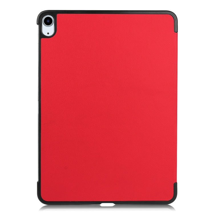 For iPad Air 11 2025 / 2024 Custer Pure Color 3-Fold Holder Smart Leather Tablet Case(Red)
