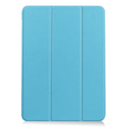 For iPad Air 11 2025 / 2024 Custer Pure Color 3-Fold Holder Smart Leather Tablet Case(Sky Blue)