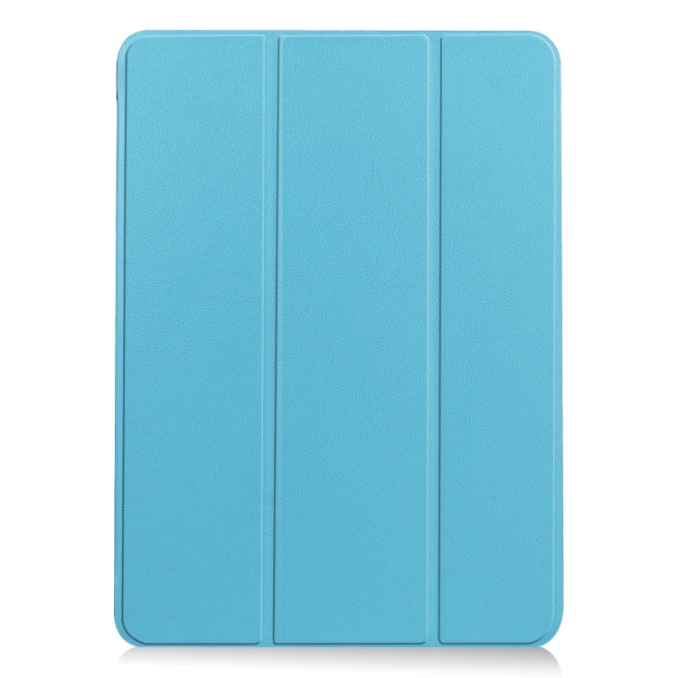 For iPad Air 11 2025 / 2024 Custer Pure Color 3-Fold Holder Smart Leather Tablet Case(Sky Blue)
