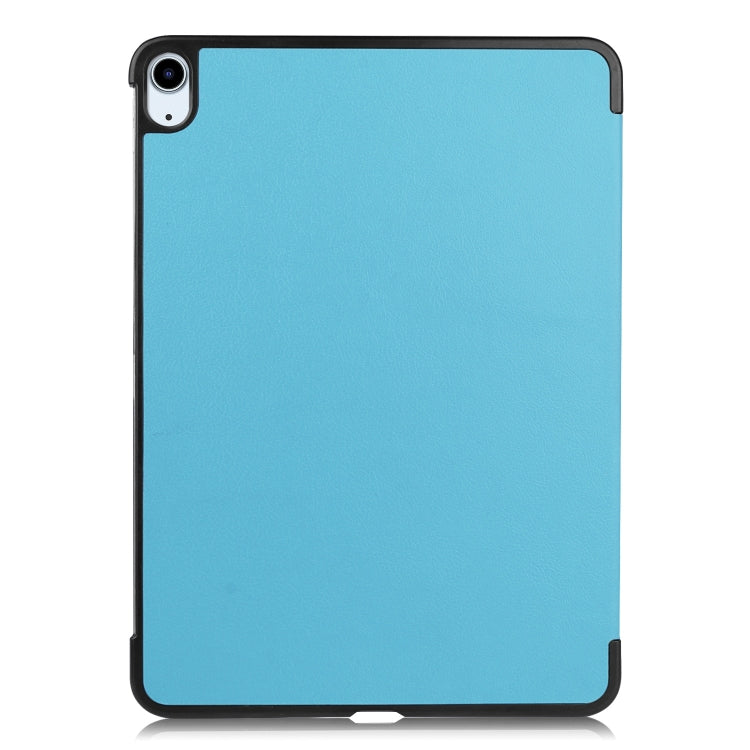 For iPad Air 11 2025 / 2024 Custer Pure Color 3-Fold Holder Smart Leather Tablet Case(Sky Blue)