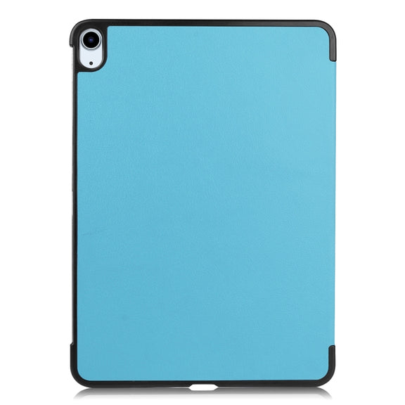 For iPad Air 11 2025 / 2024 Custer Pure Color 3-Fold Holder Smart Leather Tablet Case(Sky Blue)