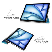 For iPad Air 11 2025 / 2024 Custer Pure Color 3-Fold Holder Smart Leather Tablet Case(Sky Blue)