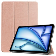 For iPad Air 11 2024 Custer Pure Color 3-Fold Holder Smart Leather Tablet Case(Rose Gold)