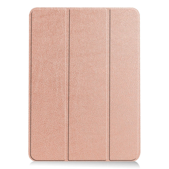 For iPad Air 11 2024 Custer Pure Color 3-Fold Holder Smart Leather Tablet Case(Rose Gold)