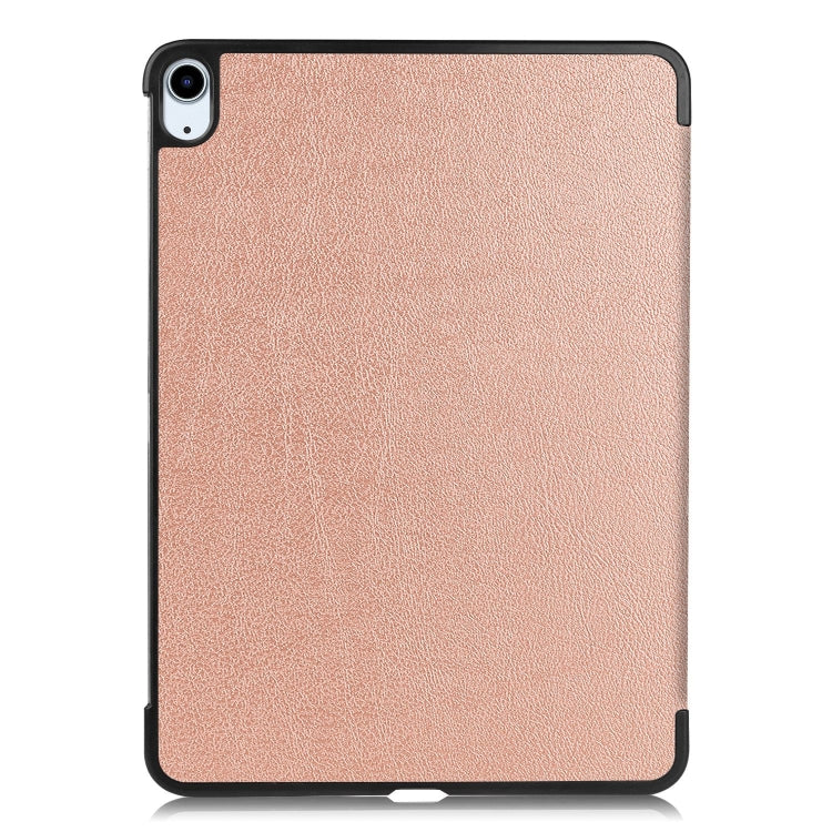 For iPad Air 11 2024 Custer Pure Color 3-Fold Holder Smart Leather Tablet Case(Rose Gold)