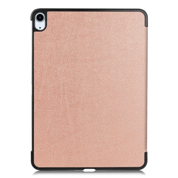 For iPad Air 11 2024 Custer Pure Color 3-Fold Holder Smart Leather Tablet Case(Rose Gold)