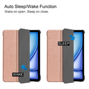 For iPad Air 11 2024 Custer Pure Color 3-Fold Holder Smart Leather Tablet Case(Rose Gold)
