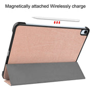 For iPad Air 11 2024 Custer Pure Color 3-Fold Holder Smart Leather Tablet Case(Rose Gold)