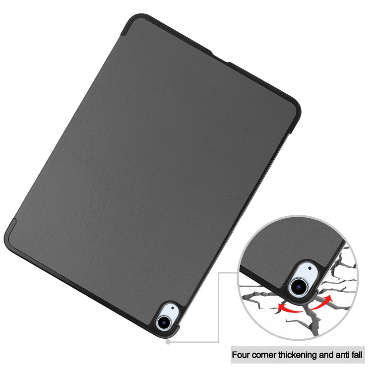 For iPad Air 11 2025 / 2024 Custer Pure Color 3-Fold Holder Smart Leather Tablet Case(Gray)